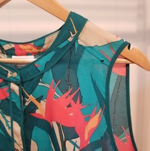 LIZ CLAIBORNE PIPED BLOUSE BIRDS OF PREY NWT LARGE